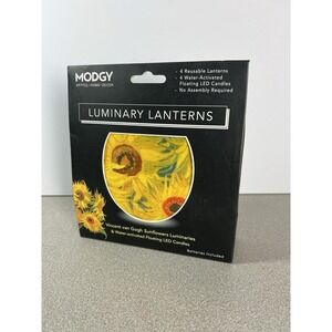 NEW Modgy Luminary Lanterns Vincent van‎ Gogh Sunflowers Candle Lumina Set of 4